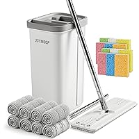 JOYMOOP Hands-Free Mop and Bucket with Wringer Set with Colorful Compressed Sponges, Househould Cleaning Tool of Floor Mop and Cellulose Sponges