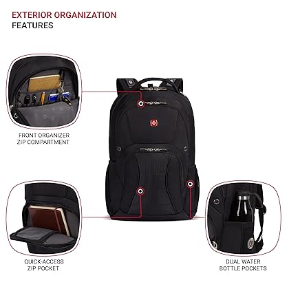 Swiss Gear SA1908 Black TSA Friendly ScanSmart Laptop Backpack - Fits Most 17 Inch Laptops and Tablets
