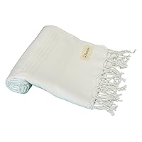 Bersuse 100% Cotton Anatolia Turkish Towel - 37x70 Inches, White
