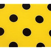 3/4th Inch Polka Dot Poly Cotton Black Dot on Yellow 60 Inch Fabric by The Yard (F.E.)