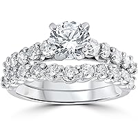 2ct Diamond Engagement Wedding Ring Set 14k White Gold