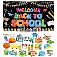 KatchOn, Back to School Photo Booth Props - | Back to School Photo Props for Welcome Back to School Decorations | Welcome Back To School Banner | Back To School Backdrop,First Day of School Decoration