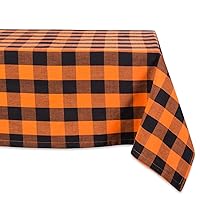 DII Buffalo Check Collection, Classic Farmhouse Tablecloth, Tablecloth, 52x52, Orange & Black