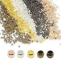 5000 Pieces Color Metal Spacer Beads 2mm Loose Beads Crimp Stopper Beads for DIY Crafts Making
