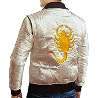 Premium Quality Satin Fabric Quilted Jacket - Golden Embroidery of Scorpio