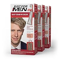 Easy Comb-In Color Mens Hair Dye, Easy No Mix Application with Comb Applicator - Sandy Blond, A-10, Pack of 3
