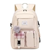 Girl Roomy Fashion Laptop Backpack Casual Daily Backpack for Women Cream