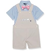 IZOD baby-boys 3-piece Shortall, Button-down Shirt, and Bow Tie SetBaby and Toddler Suit