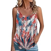 American Flag Camisole 4th of July Tank Top for Women Casual Summer Spaghetti Strap Sleeveless Patriotic Tunic Tees