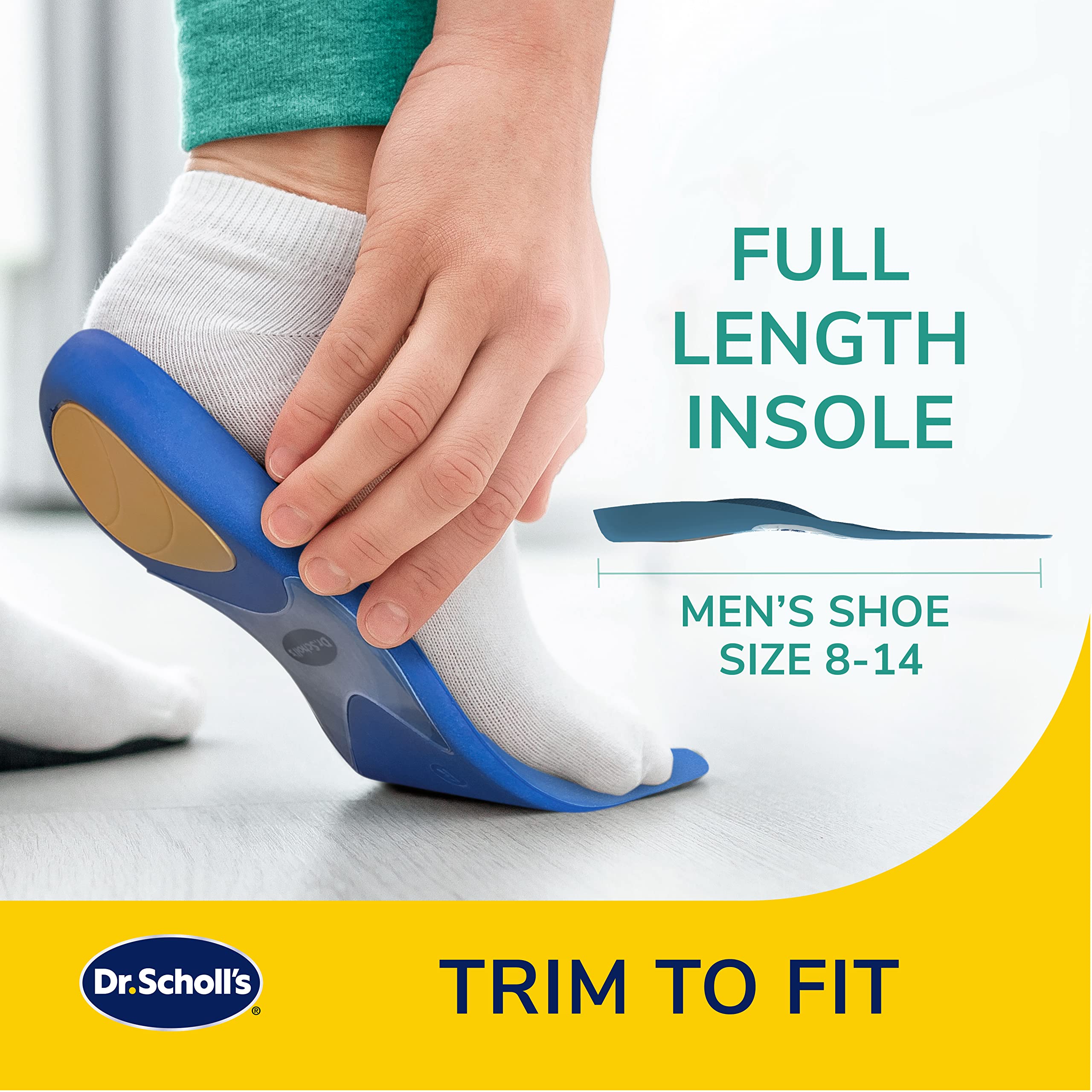 Dr. Scholl's Prevent Pain Lower Body Protective Insoles, 1 Pair, Men's 8-14, Protects Against Foot, Knee, Heel, and Lower Back Pain, Trim to Fit Inserts
