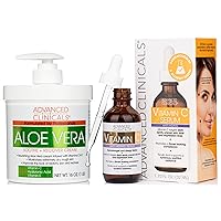Advanced Clinicals Aloe Vera Skin Repair Cream + Vitamin C Brightening Facial Serum Set