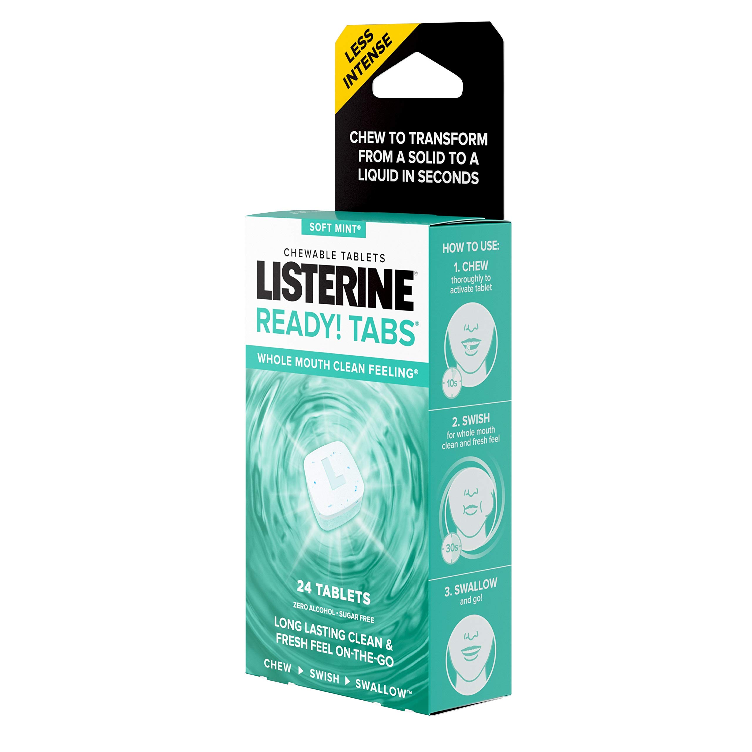 Listerine Ready! Tabs Chewable Tablets with Soft Mint Flavor, 24 Count