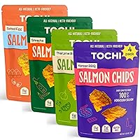 Tochi Norwegian Salmon Skin Chips - Healthy, Premium, Low Carb, Diabetic Friendly, Gluten free, High Protein, Omega-3’s & Collagen - better than pork rinds, chicken skin chips - Variety | 1.8 oz, 4 pack