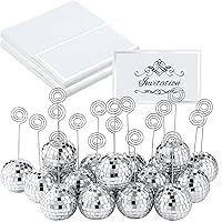 Maitys Disco Ball Place Card Holder Table Number Holders Disco Silver Picture Holders Photo Stand Swirl Wire Place Name Card Clips Picture Holder Stand for Christmas Wedding Party (180 Pcs,2 Inch)