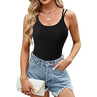 Women Ribbed Tank Tops with Built in Shelf Bras Sleeveless Camisole Tops Summer Cami 2024