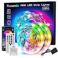 130FT Led Lights for Bedroom，Rope Lights，Music Sync Color Changing Led Strip Lights with APP and 44 Keys Remote Control，RGB Led Light Strips for Party Christmas Kitchen Room Decor(65.6FT*2)