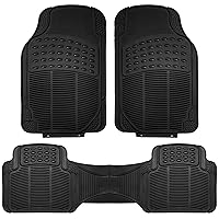 FH Group Automotive Floor Mats Solid ClimaProof for all weather protection Universal Fit Trimmable Heavy Duty fits most Cars, SUVs, and Trucks, 3pc Full Set Black