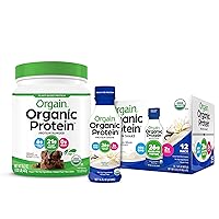 Orgain Organic Plant Based Protein Powder, Creamy Chocolate Fudge - 1.02 Pound & Organic Plant Based Protein Powder, Vanilla Bean - Vegan, Low Net Carbs, Non Dairy, Gluten Free, 1.02 Pound