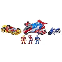 Super Hero Adventures Figure and Jetquarters Multipack, 3 Action Figures and 3 Vehicles, 5-Inch Toys for Kids Ages 3 and Up (Amazon Exclusive)