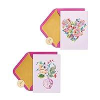 Papyrus Blank Cards with Envelopes, Heart and Floral Bouquet (20-Count)