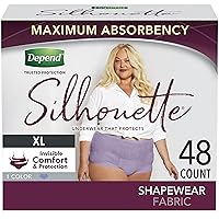 Depend Silhouette Adult Incontinence and Postpartum Underwear for Women, Extra-Large (50–60