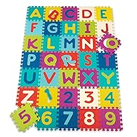 B. Play – Alphabet & Numbers Floor Mat – 35 Interlocking Foam Tiles – Thick ABC Tiles for Newborns, Toddlers, Kids – Pop-Out Letters + Numbers & Storage Bag – 0 Months + – Beautifloor