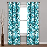 Lush Decor Julie Floral Insulated Grommet 100% Blackout Window Curtain Panels, Pair, 38