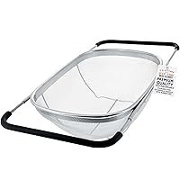 Premium Quality Over The Sink Stainless Steel Oval Colander with Fine Mesh 6 Quart Strainer Basket & Expandable Rubber Grip Handles - Strain, Drain, Rinse Fruits, Vegetables