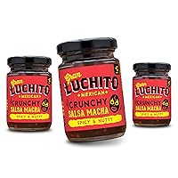 Gran Luchito Mexican Salsa Macha 3.5oz | (Pack of 3 In Gift Box) - Hot and Spicy Crispy Mexican Red Pepper Chili Sauce