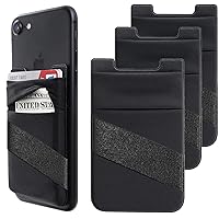 Phone Card Holder, Phone Wallet Stick On with Finger Strap Stretchy Card Holder for Back of Phone Credit Card Holder for Phone Case Compatible with Cell Phone (iPhone, Samsung)-3Pack