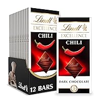 EXCELLENCE Chili Dark Chocolate Bar, Mother’s Day Chocolate Candy, 3.5 oz. (12 Pack)