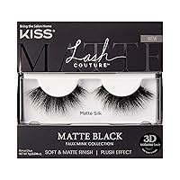 KISS Lash Couture Faux Mink 3D Matte False Eyelashes, Matte Silk', 14 mm, Includes 1 Pair Of Lash, Contact Lens Friendly, Easy to Apply, Reusable Strip Lashes