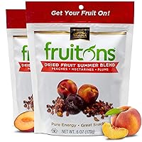 Traina Home Grown Fruitons California Sun Dried Summer Blend Fruit Mix - Peaches, Nectarines and Plums, No Sugar Added, Non GMO, Gluten Free, Kosher Certified, 6 oz pouch (pack of 2)