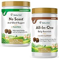 NaturVet All-in-One Dog Supplement - for Joint Support, Digestion, Skin, Coat Care – 120 Soft Chews & No Scoot for Dogs - 120 Soft Chews - Supports Healthy Anal Gland & Bowel Function