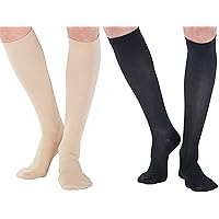 ABSOLUTE SUPPORT (2 Pairs) Compression Knee High Socks for Men 20-30mmHg | For Circulation, Varicose Veins, Arthritis and Post Surgery Diabetic - Made in USA, Tan & Black, Large