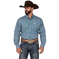 Cinch Men's Geo Print Long Sleeve Button-Down Western Shirt Teal XX-Large