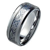 6 or 8mm Celtic Dragon Ring Various Design Colors and Plating Tungsten Carbide COMFORT FIT Wedding Band