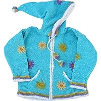 Turquoise Child's Sweater with Pointy Hood, Infant Size