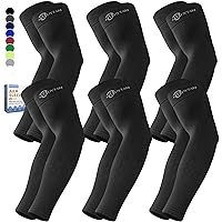 BHYTAKI 6 Pairs Cooling Compression Arm Sleeves for Men Women,UPF50 UV Sun Protection Sleeves for Work Sport Tattoo Cover Up