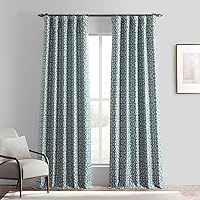 HPD Half Price Drapes Metro Faux Silk Jacquard Room Darkening Curtains - 108 Inches Long Curtain for Bedroom & Living Room, Rod Pocket Design (1 Panel), 50W x 108L, Metro Teal Blue