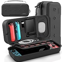 Switch OLED Carrying Case Compatible with Nintendo Switch/OLED Model, Portable Switch Travel Carry Case Fit for Joy-Con and Adapter, Hard Shell Protective Switch Pouch Case with 20 Games, Black