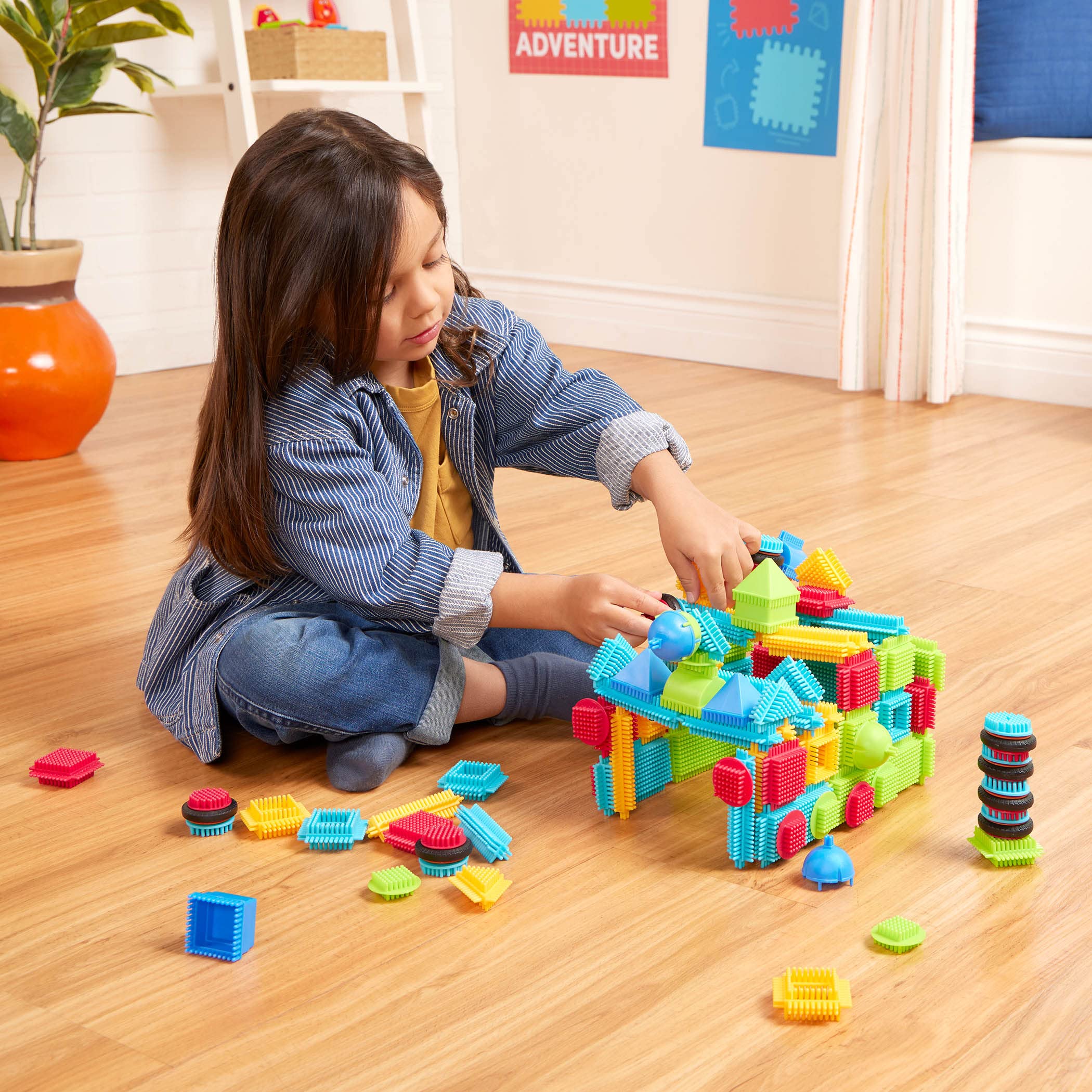 Bristle Blocks by Battat Building Blocks for Kids, 112 Pieces - Construction and Building Blocks for 2 Years Plus