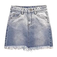 KIDSCOOL SPACE Baby & Little Girls Summer Denim Skirt,Raw Edge Fashion Jeans Short Dress