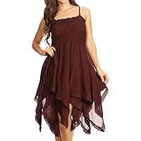 Sakkas Ella Smocked Bodice Spaghetti Strap Double Layered Dress