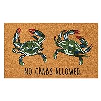 Liora Manne Natura Doormat Non-Slip Natural Fiber Outdoor Mat-Animal, No Crabs Allowed Natural 1'6