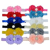 Pack of 12 Pcs/Colors Fashion Headband Headband Flowers and Pearl Design Hairdressing Headdressing Hair Head Band for Lovely Baby and Newborn Girls