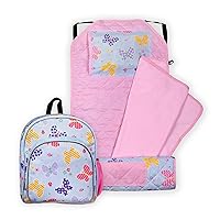 Wildkin 12 Inch Kids Backpack with Modern Nap Mat (Butterfly Garden)