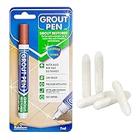 Grout Pen Tile Paint Marker: Terracotta Narrow 5mm with 5 Pack Replacement Tips - Waterproof Grout Colorant and Sealer Pen to Renew, Repair, and Refresh Tile Grout - Cleaner Coating Stain Pens