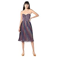 DRESS THE POPULATION Women's Rosalie Strapless Fit & Flare Pleated Party Dress