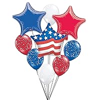 Patriotic Stars & Stripes Celebration 10pc Balloon Pack, Red White Blue